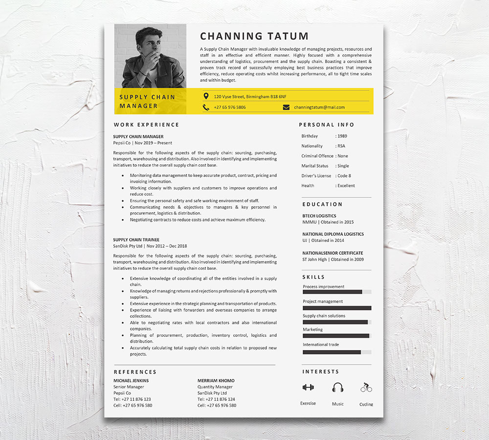 Student Cycle Resume CV Design South Africa