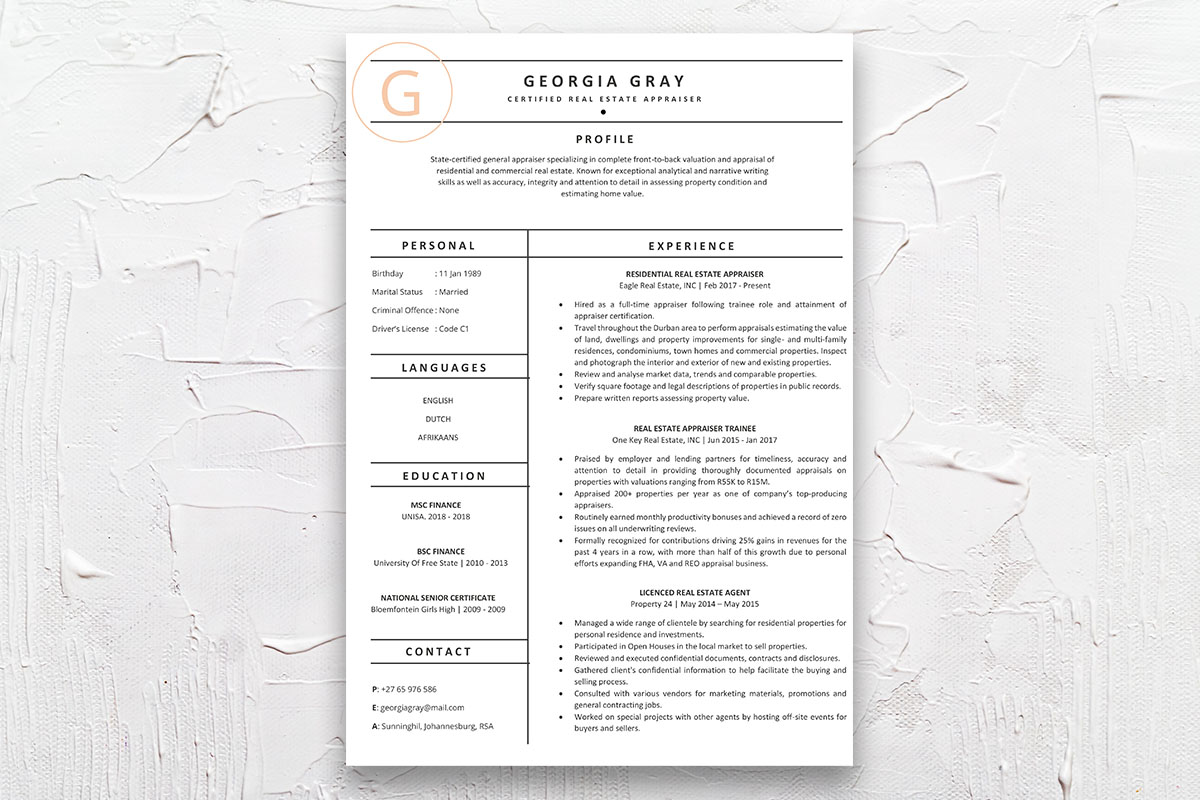 Student Cycle Resume CV Design South Africa