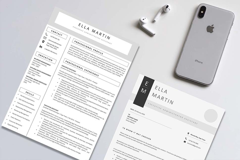 Executive Admin CV Design Preview 2 - Student Cycle