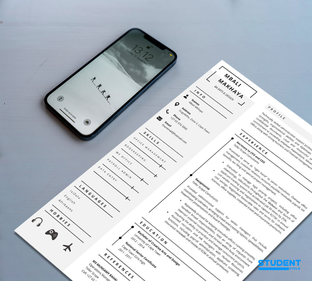 Creative Arts CV Design Preview 2 - Student Cycle