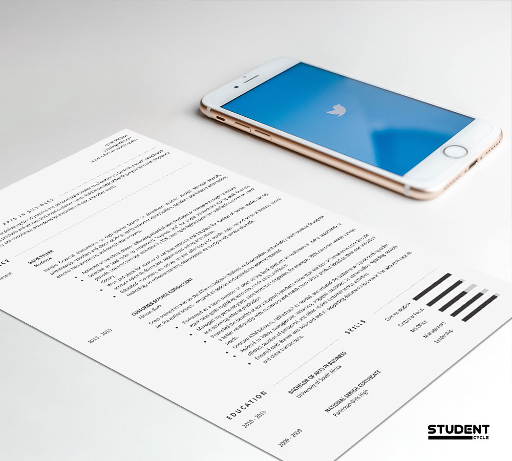 Bank Teller CV Design Preview 3 - Student Cycle