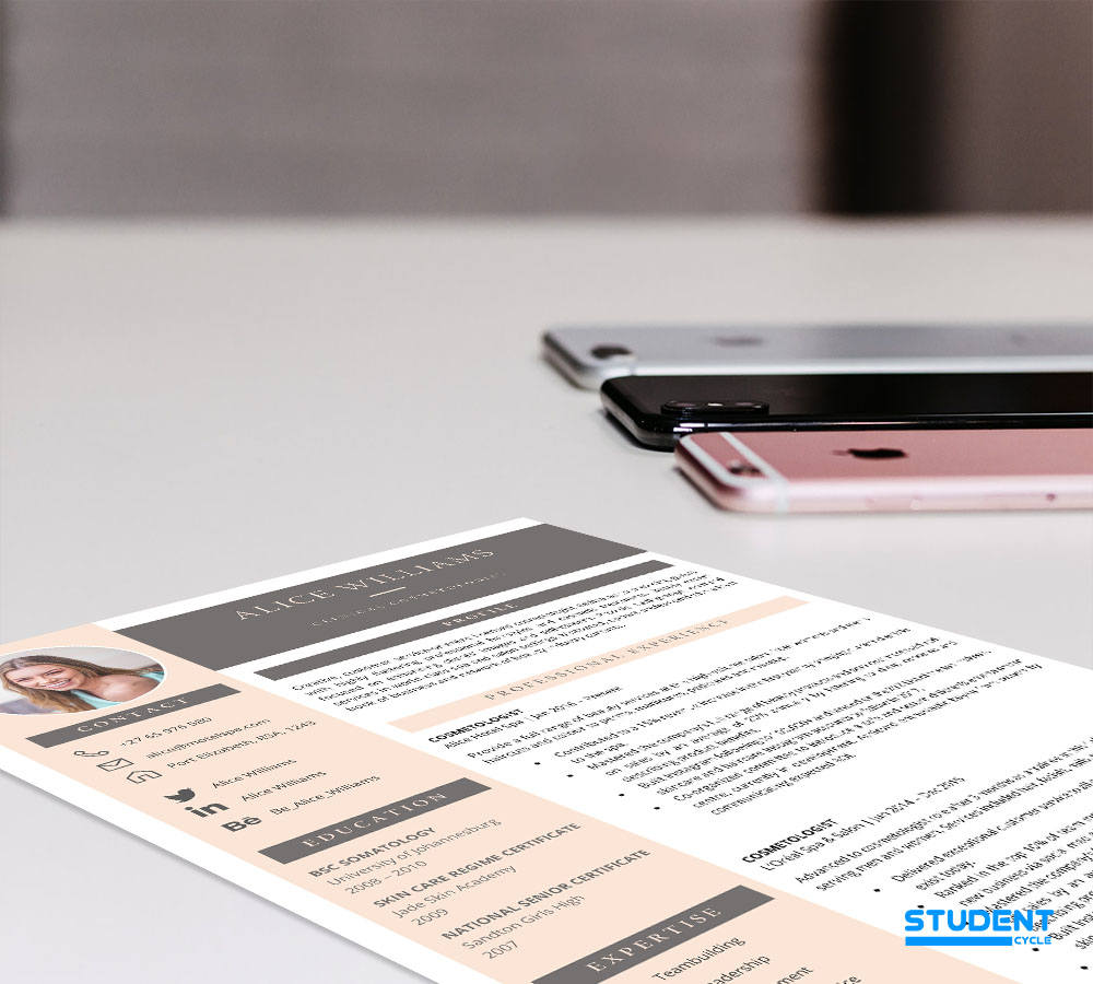 Cosmetologist CV Design Preview 3 - Student Cycle