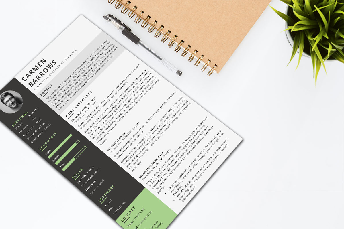 Mechanical Engineer CV Design Preview 3 - Student Cycle