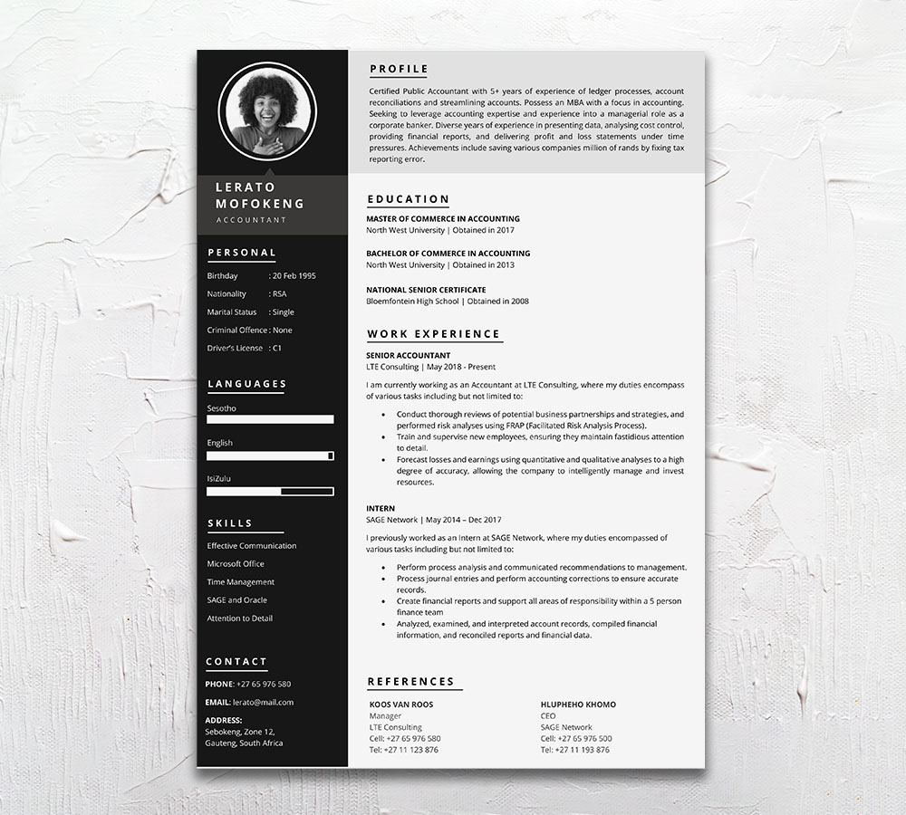 Accountant Resume CV Design - Student Cycle