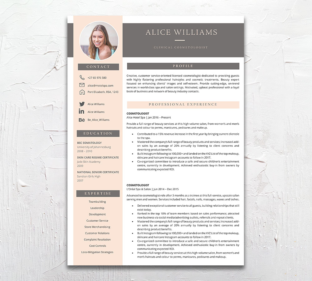 Cosmetologist - Student Cycle Resume Template