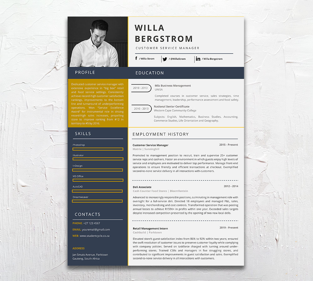 Customer Representative  - Student Cycle Resume Template