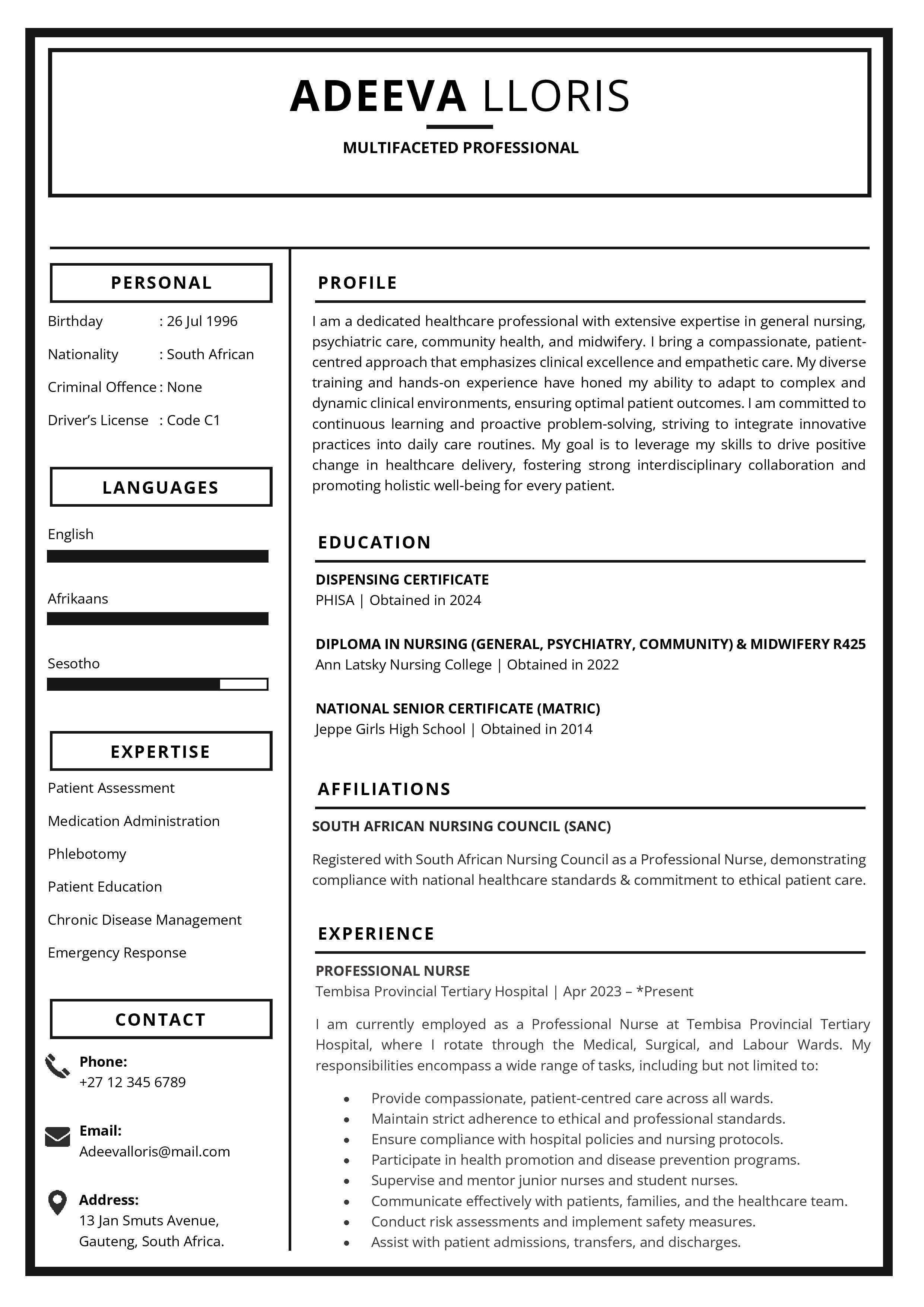Test Design CV Design Preview 2 - Student Cycle